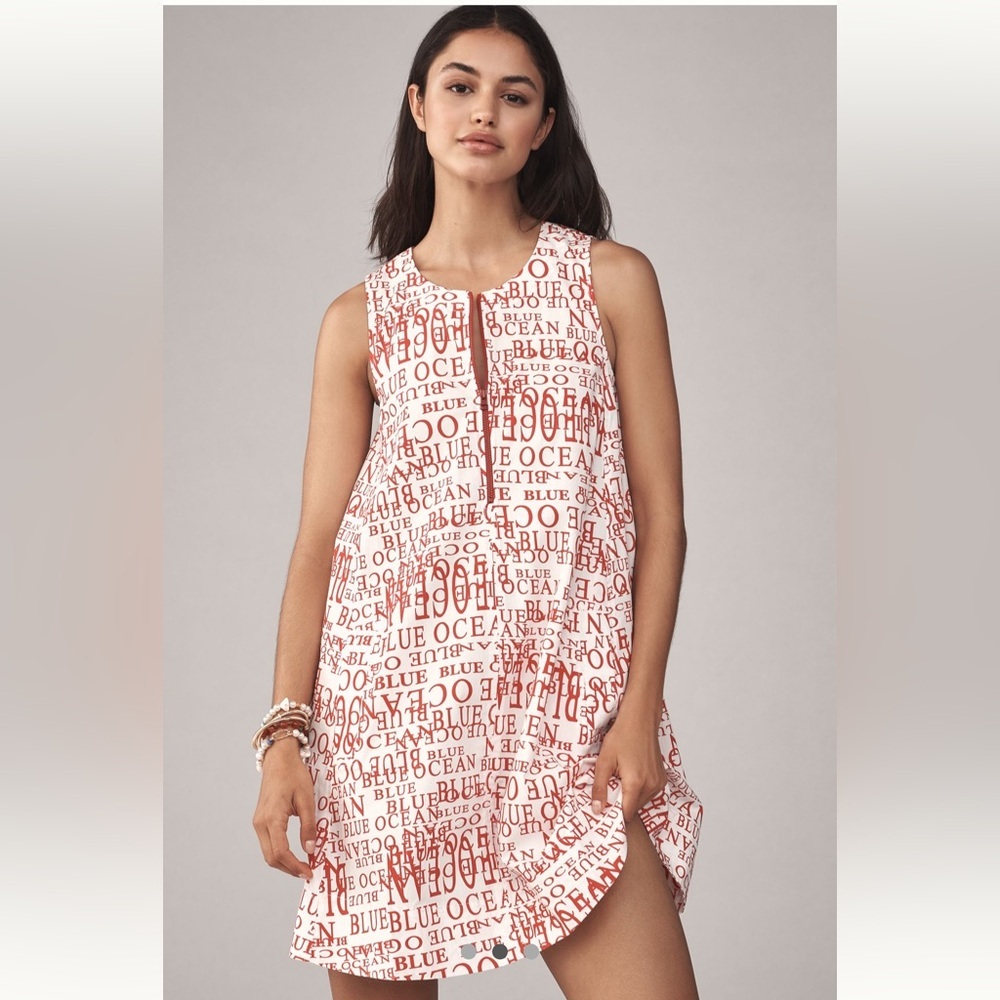 Anthropologie Maeve Keiko Crew-Neck Swing Mini Dress